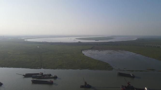 湖南岳阳长江洞庭湖风光航拍
