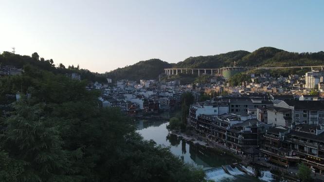 湖南湘西凤凰古城航拍