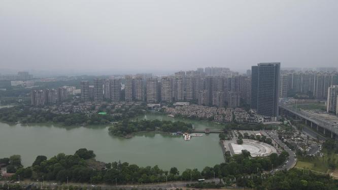 湖南长沙月湖公园航拍