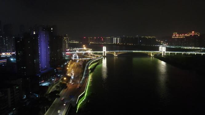 福建泉州田安大桥交通夜景航拍