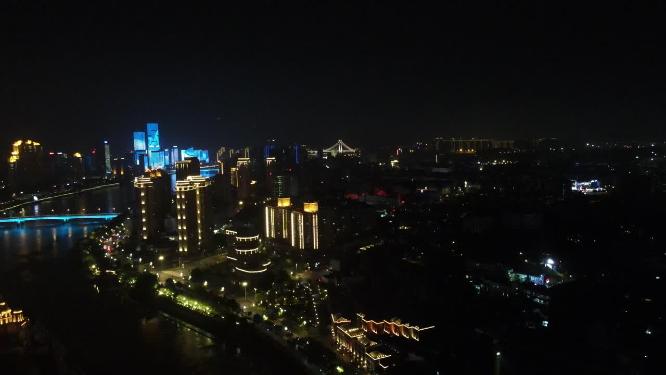 福建福州中洲岛夜景航拍