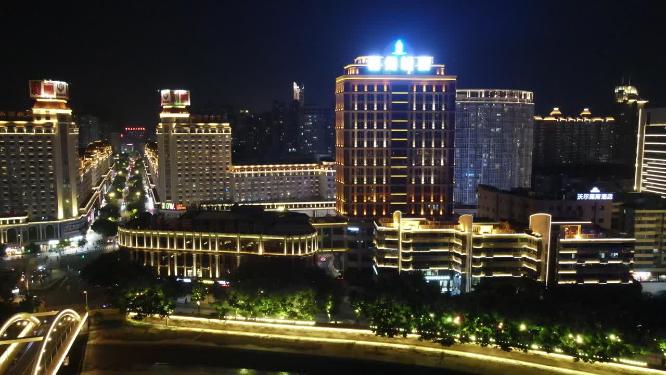 福建福州中洲岛夜景航拍