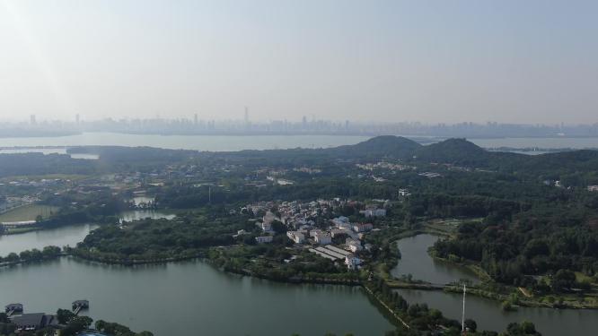 航拍武汉东湖公园5A景区