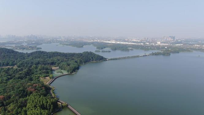 航拍武汉东湖公园5A景区