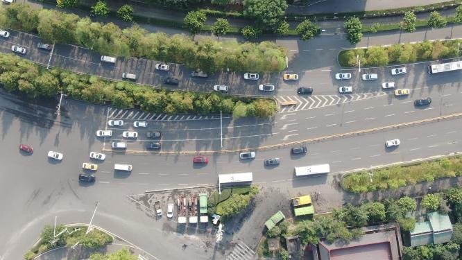 航拍武汉交通大道车流