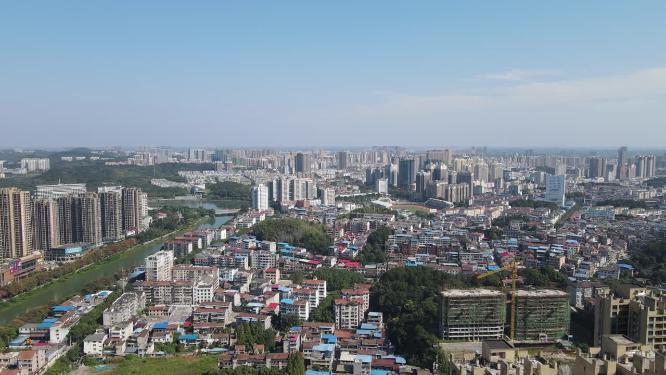航拍湖北咸宁城市全景