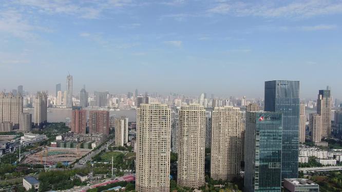 航拍湖北武昌城市天际线