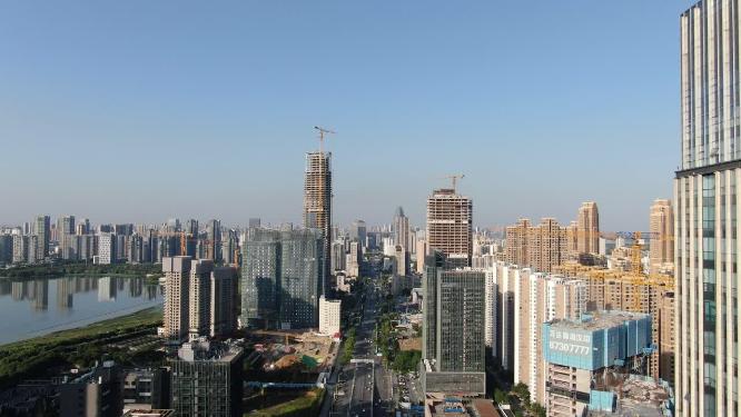 航拍湖北武汉城市交通车流