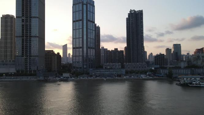 航拍湖北武汉长航大厦