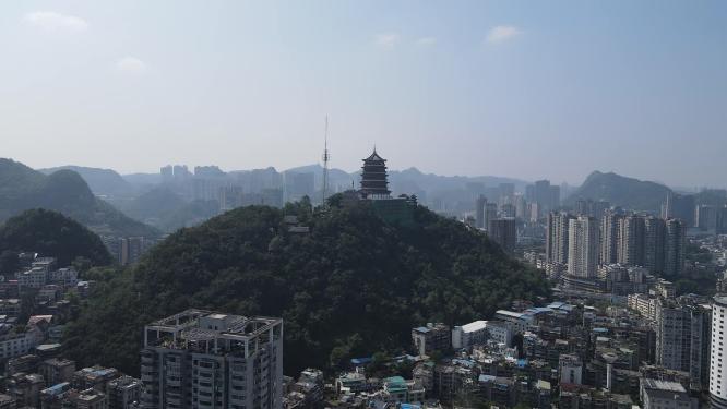 航拍贵州贵阳东山寺