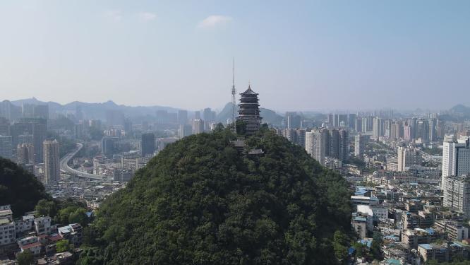 航拍贵州贵阳东山寺