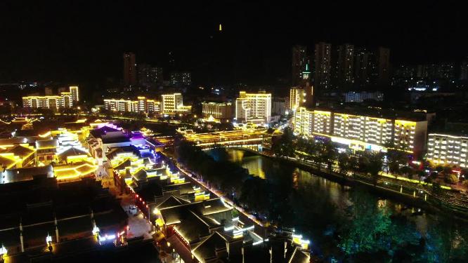 贵州铜仁古城夜景航拍
