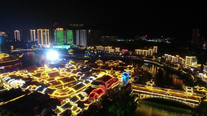 贵州铜仁古城夜景航拍