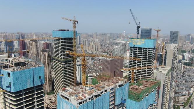 城市房地产施工工地航拍