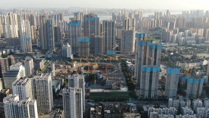 城市房地产施工工地航拍