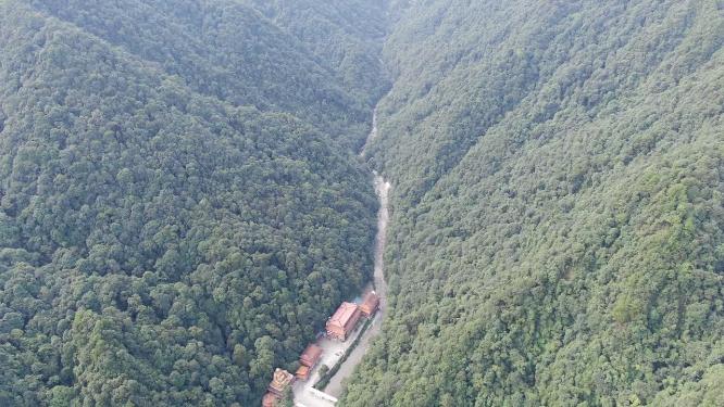 航拍大山山谷森林