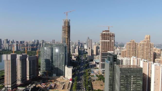 航拍湖北武汉中北路城市交通