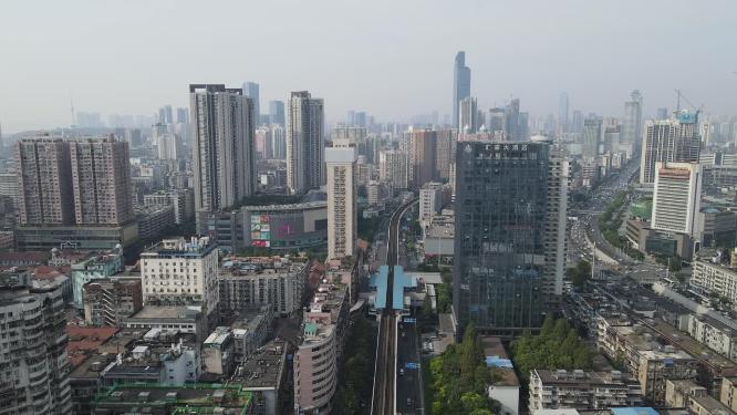 航拍湖北武汉地铁站