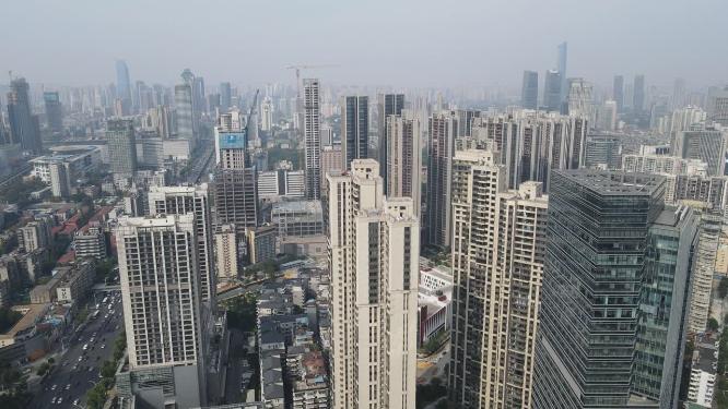航拍湖北武汉城市天际线