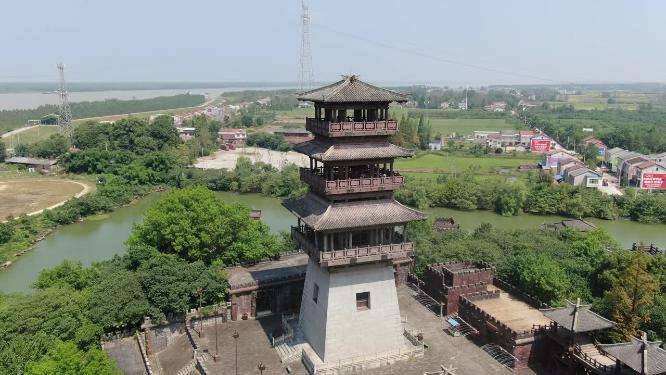 航拍湖北赤壁古战场景区