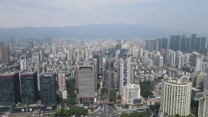 航拍福建福州城市交通大道
