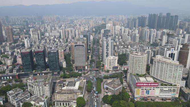航拍福建福州城市交通大道