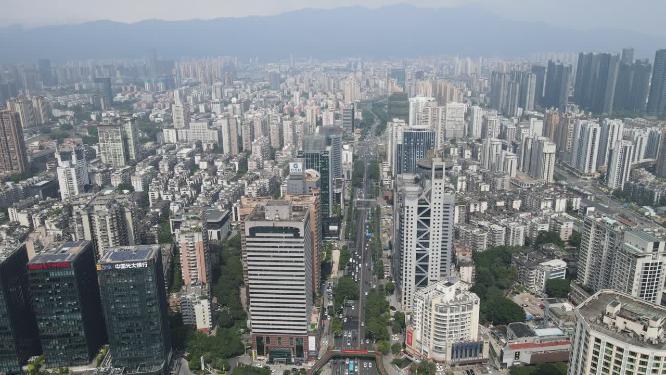航拍福建福州城市交通大道