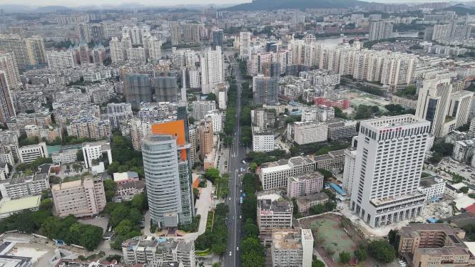 航拍福建福州城市交通大道
