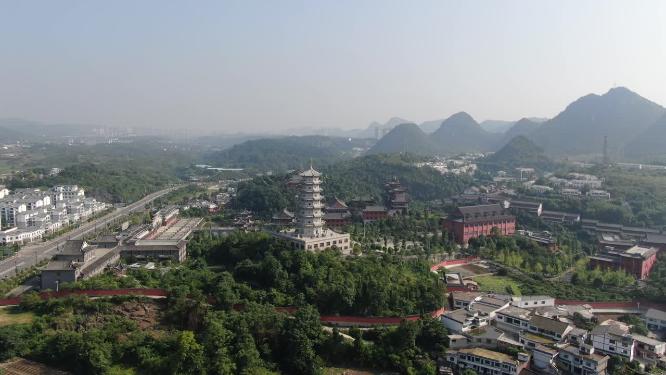 航拍贵州贵阳大兴国寺航拍