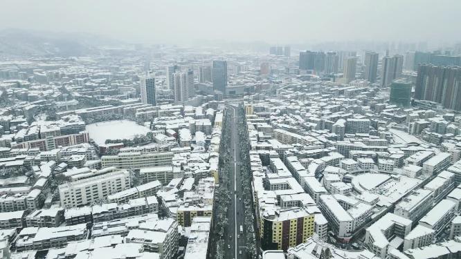 合集城市冬天交通雪景4K航拍