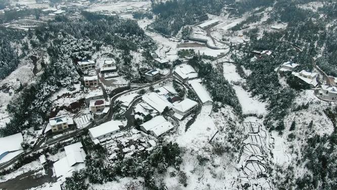 合集山中村庄冬天雪景4K航拍