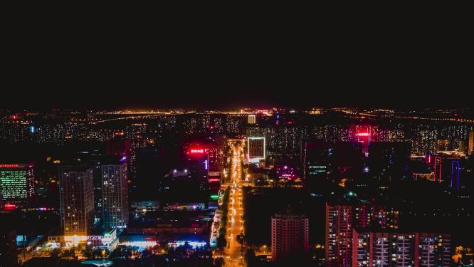 合集河北石家庄城市夜景灯光航拍移动延时