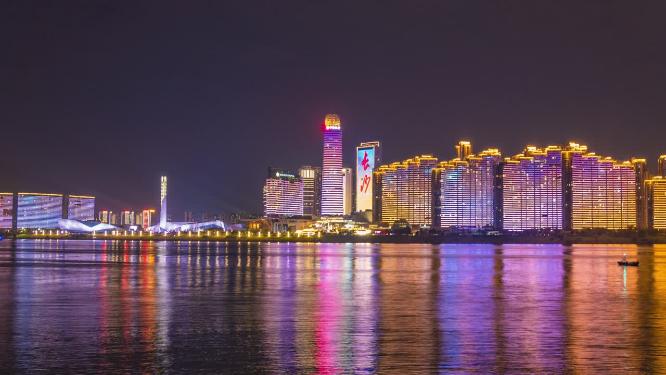 合集湖南长沙湘江夜景灯光秀延时