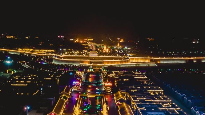 合集石家庄正定古城夜景航拍移动延时