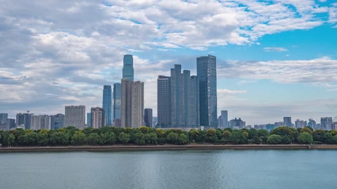 湖南长沙城市风光航拍移动延时