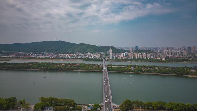 湖南长沙城市风光航拍移动延时
