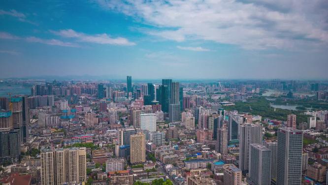 湖南长沙城市风光航拍移动延时