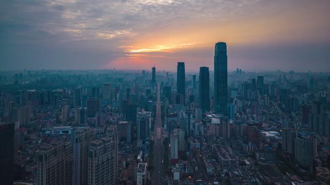湖南长沙城市风光航拍移动延时