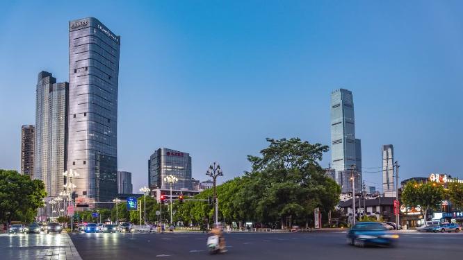 湖南长沙城市风光航拍移动延时