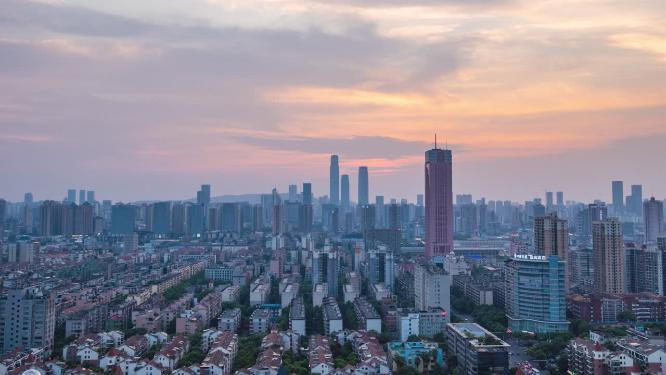 湖南长沙城市风光航拍移动延时
