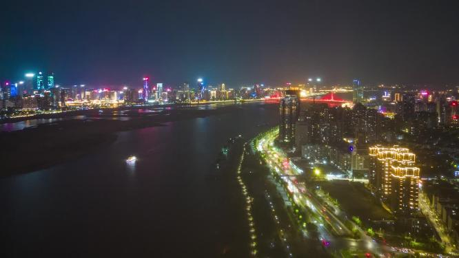 江西南昌城市夜景航拍移动延时