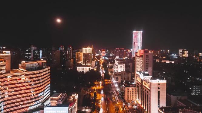 河北石家庄城市夜景航拍延时