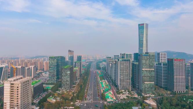 山东济南城市风光航拍移动延时