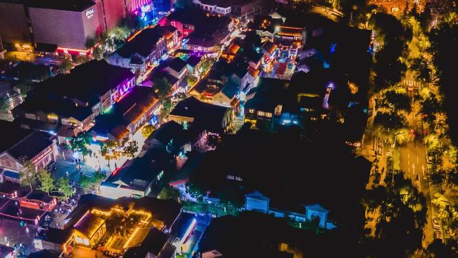 济南宽厚里夜景航拍移动延时