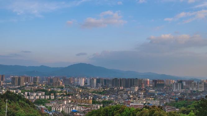 湖南怀化城市风光航拍移动延时