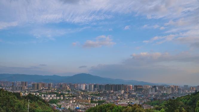湖南怀化城市风光航拍移动延时