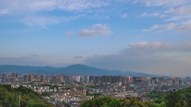 湖南怀化城市风光航拍移动延时