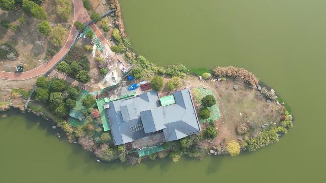 湖南长沙月湖公园航拍