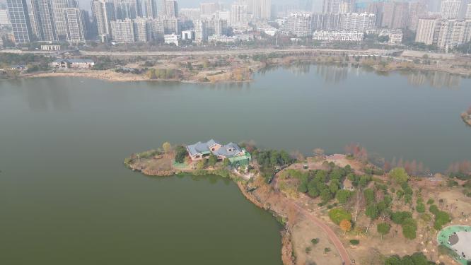 湖南长沙月湖公园航拍