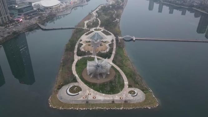 湖南长沙梅溪湖节庆岛航拍